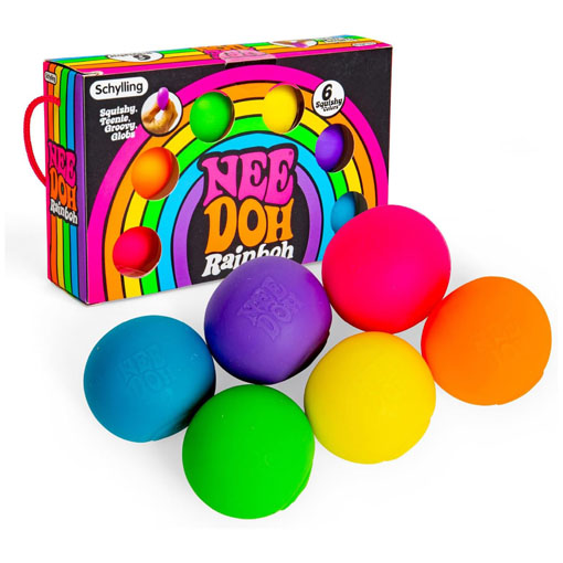 NeeDoh Sensory Toy Rainboh Teenie - Sensory Squeeze Toy - Contains 6 Mini Groovy Globs