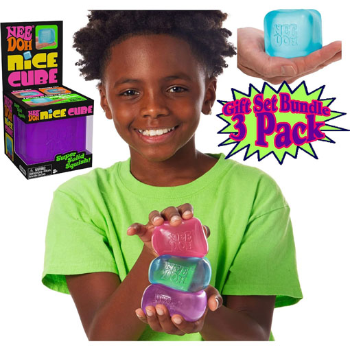 NeeDoh Sensory Toy Complete Gift Set Party Bundle with Storage Bag - 3 Pack (Purple, Pink & Blue) - Image 5