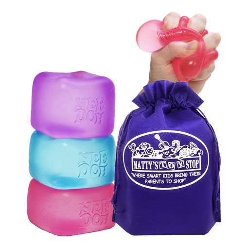 NeeDoh Sensory Toy Complete Gift Set Party Bundle with Storage Bag - 3 Pack (Purple, Pink & Blue)