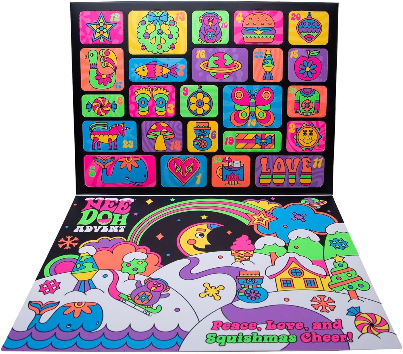 NeeDoh Sensory Toy Advent Calendar - 24 Days of Sensory Surprises - Squishy Toys with Fun Shapes and Textures - Ages 3 and Up - Color May Vary; 24 NeeDoh Toys in One Calendar - Image 2
