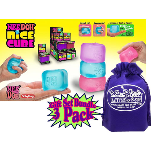 NeeDoh Sensory Toy Complete Gift Set Party Bundle with Storage Bag - 3 Pack (Purple, Pink & Blue) - Image 4