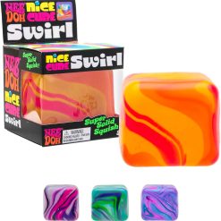 NeeDoh Sensory Toy Nice Cube Swirl - Sensory Toy with a Super Solid Squish - Unique, Swirling Color Blend - Color May Vary (1 Per Pack)